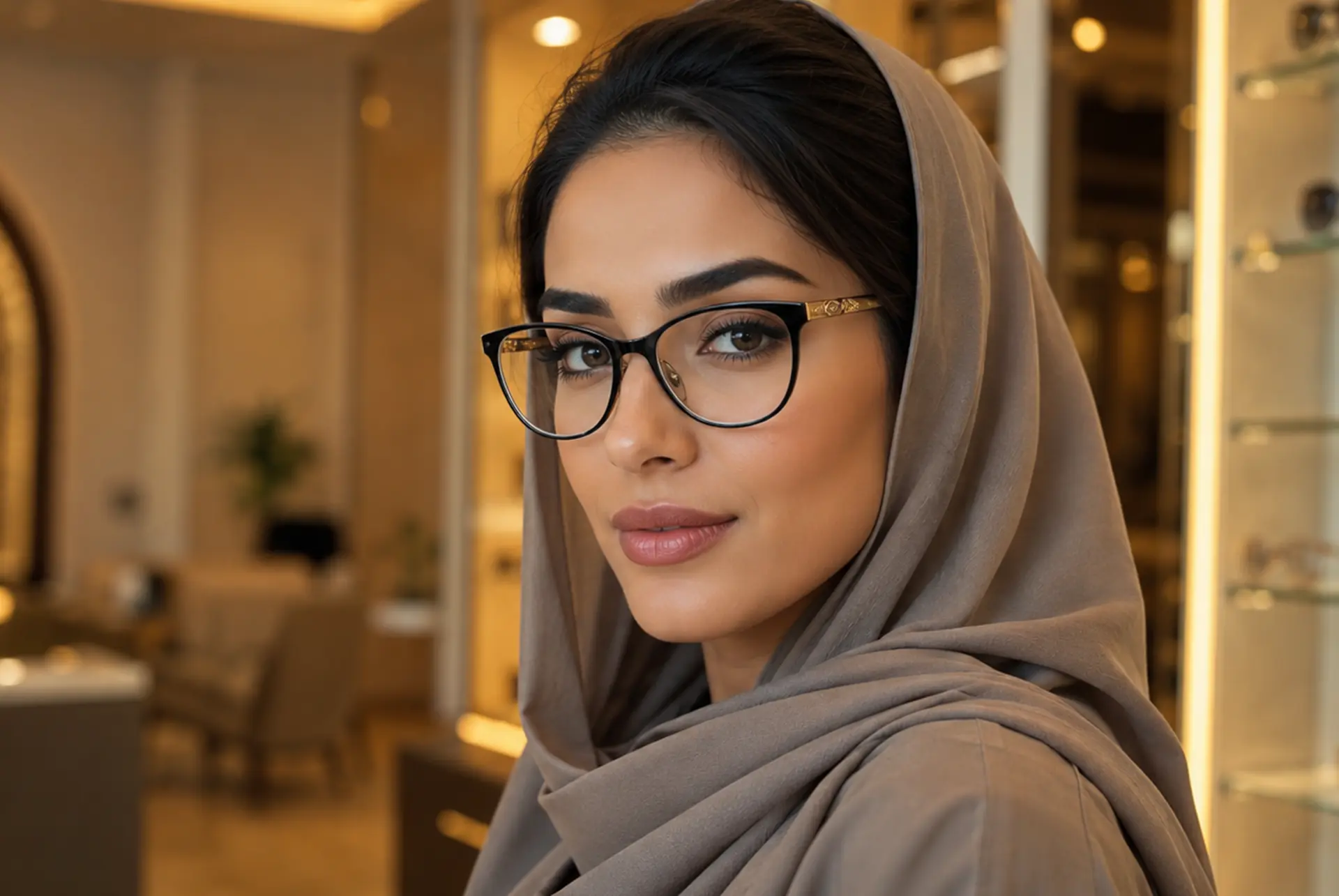 سيدة سعودية ترتدي نظارة طبية أنيقة داخل محل زوايا بصرية 10
